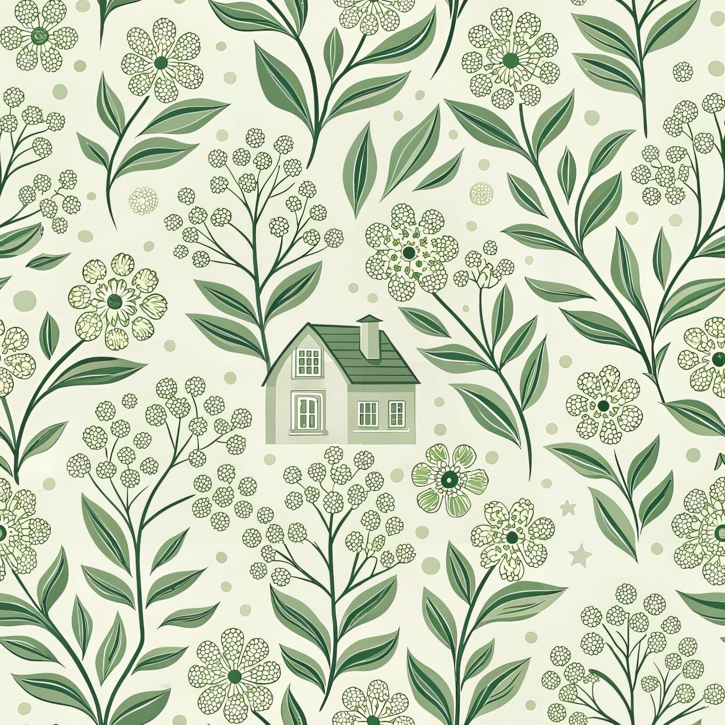 Green Farmhouse Pattern 14 Quilting Cotton Fabric