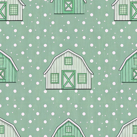 Green Farmhouse Pattern 15 Quilting Cotton Fabric