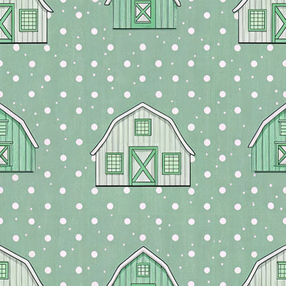 Green Farmhouse Pattern 15 Quilting Cotton Fabric