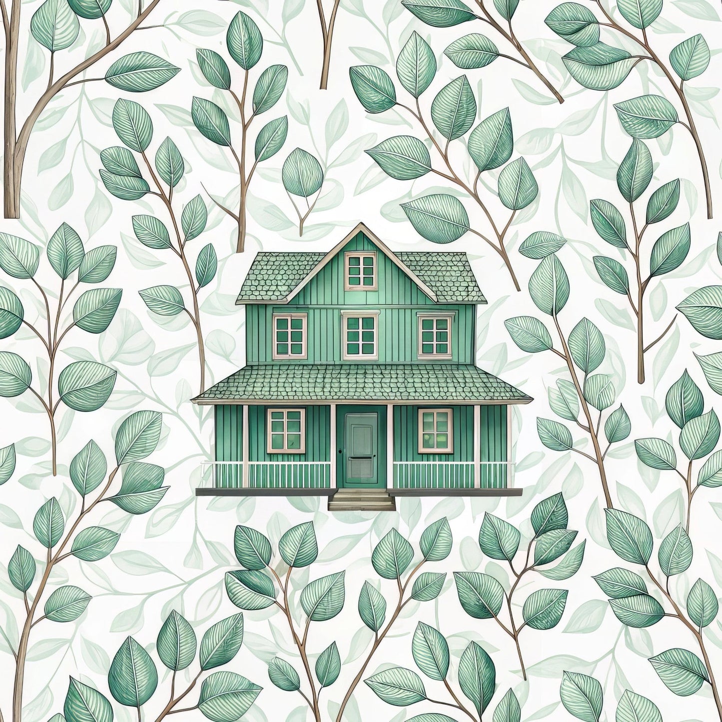 Green Farmhouse Pattern 2 Quilting Cotton Fabric