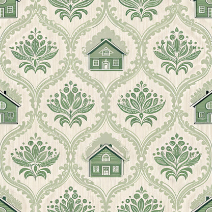 Green Farmhouse Pattern 6 Quilting Cotton Fabric