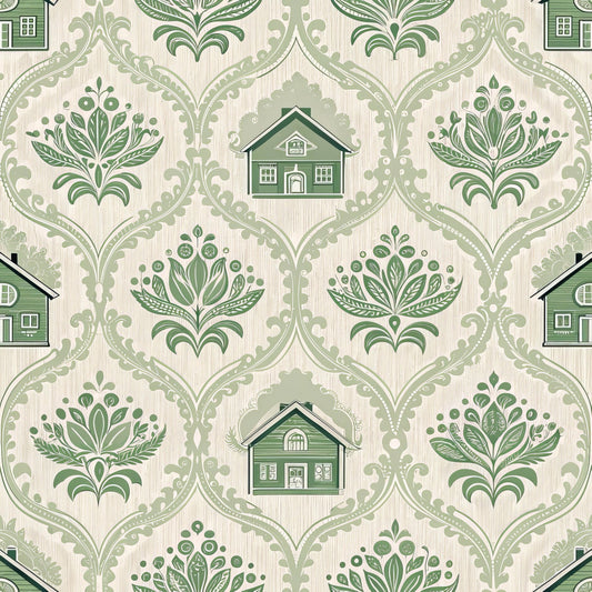 Green Farmhouse Pattern 6 Quilting Cotton Fabric