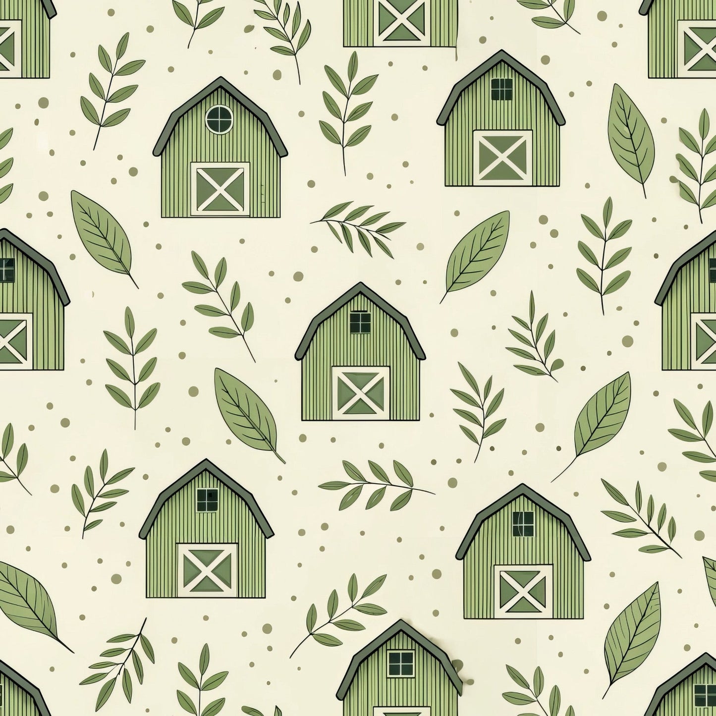 Green Farmhouse Pattern 7 Quilting Cotton Fabric
