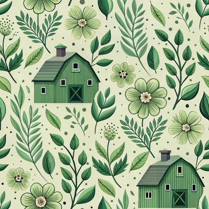 Green Farmhouse Pattern 8 Quilting Cotton Fabric