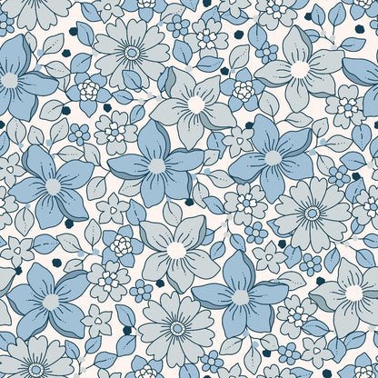 Groovy Blue Boho Pattern 1 Quilting Cotton Fabric