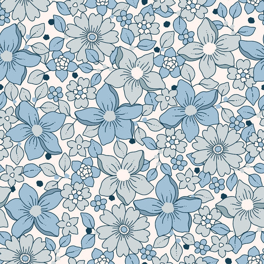 Groovy Blue Boho Pattern 1 Quilting Cotton Fabric