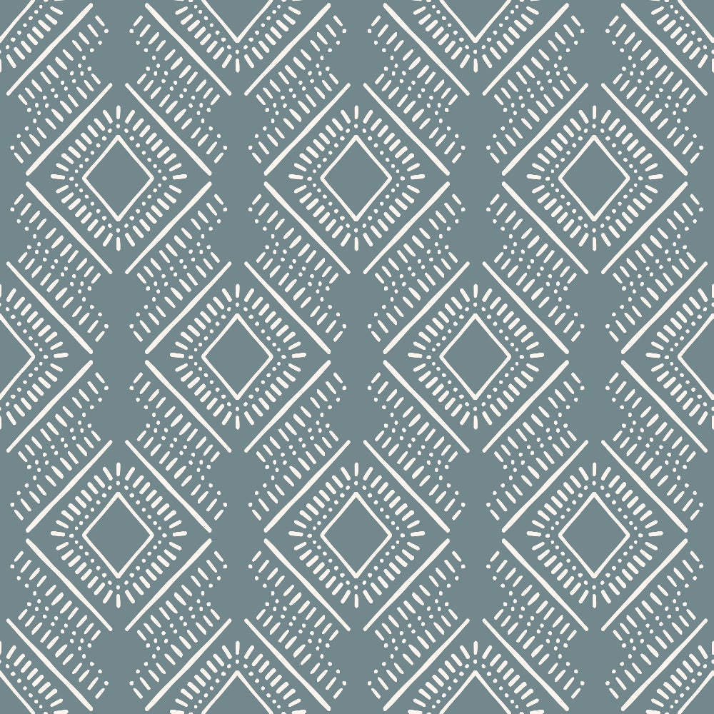 Groovy Blue Boho Pattern 16 Quilting Cotton Fabric