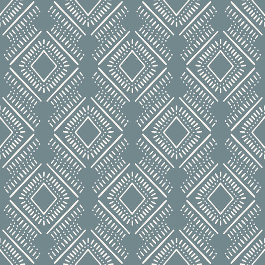 Groovy Blue Boho Pattern 16 Quilting Cotton Fabric