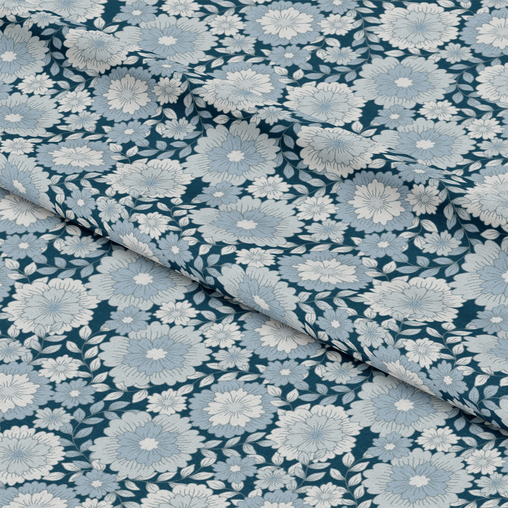 Groovy Blue Boho Pattern 4 Quilting Cotton Fabric