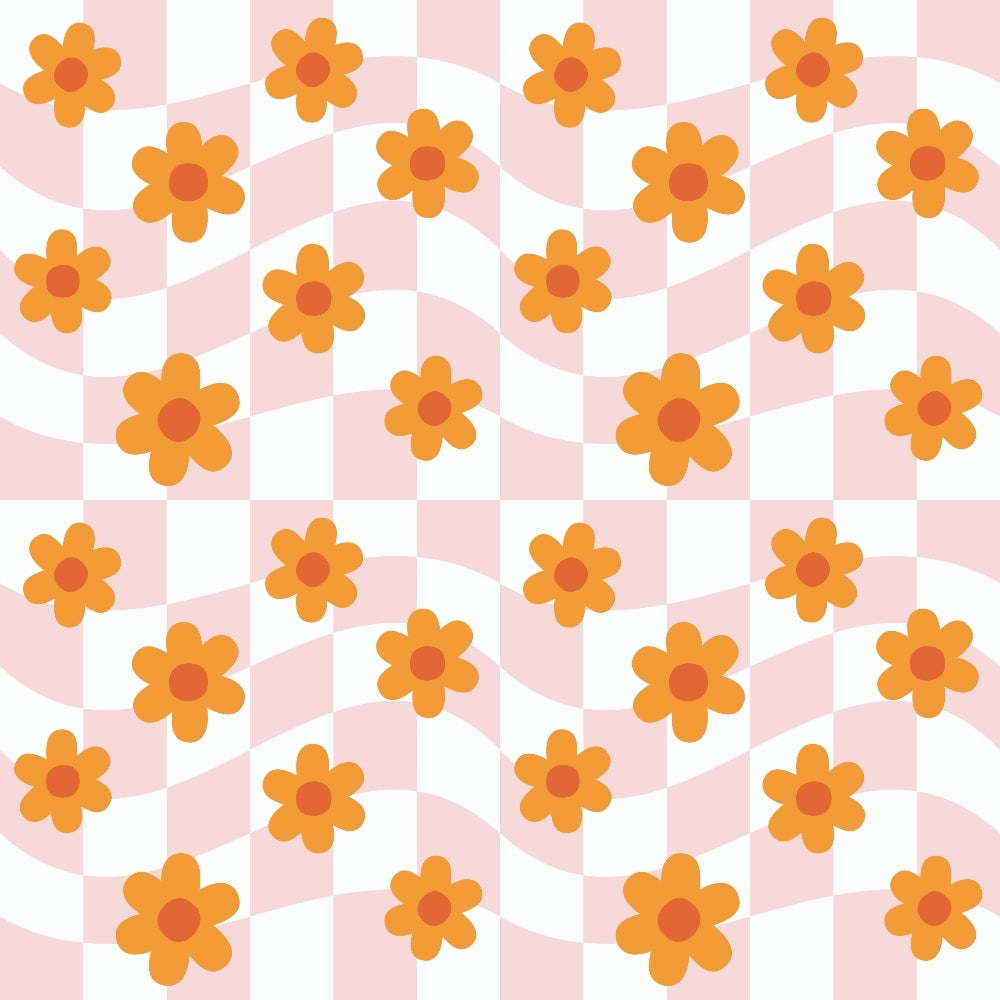 Retro Daisy Checkers Pattern 13 Minky Fabric