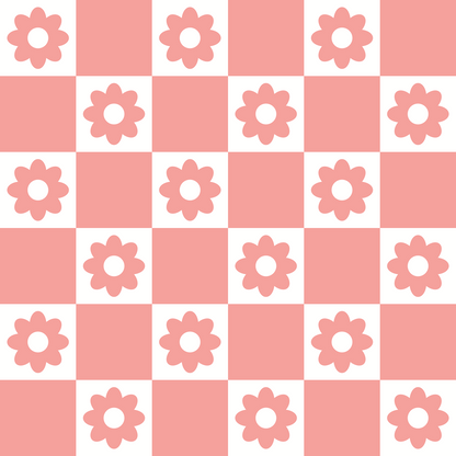 Retro Daisy Checkers Pattern 7 Minky Fabric