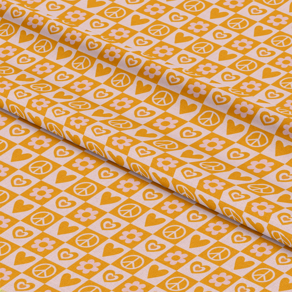 Groovy Peace and Love Pattern 9 Quilting Cotton Fabric