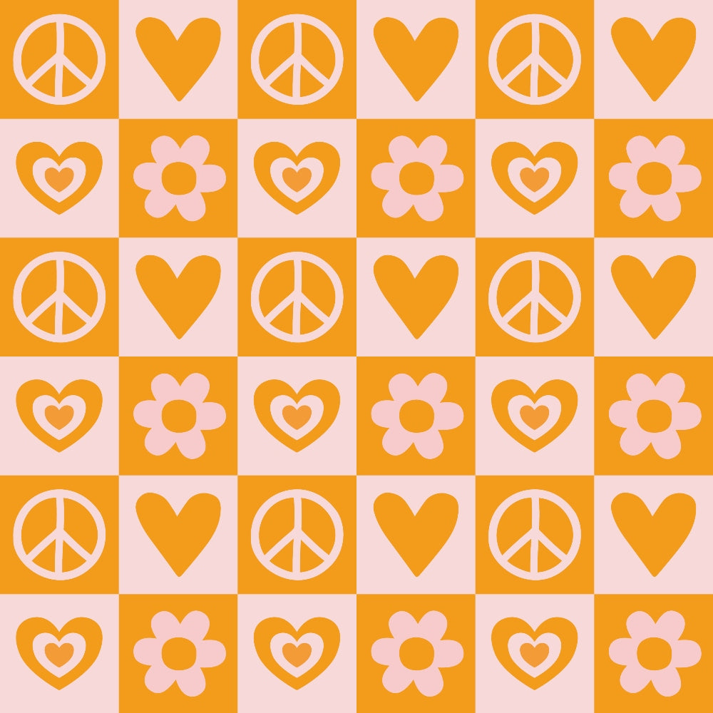 Groovy Peace and Love Pattern 9 Quilting Cotton Fabric