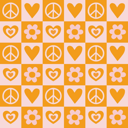 Groovy Peace and Love Pattern 9 Quilting Cotton Fabric