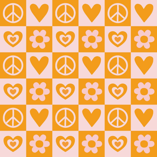 Groovy Peace and Love Pattern 9 Quilting Cotton Fabric