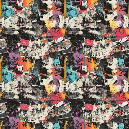 Grunge Rock Guitar Pattern 10 Quilting Cotton Fabric