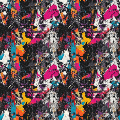 Grunge Rock Guitar Pattern 12 Quilting Cotton Fabric