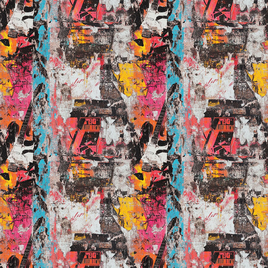 Grunge Rock Guitar Pattern 3 Quilting Cotton Fabric