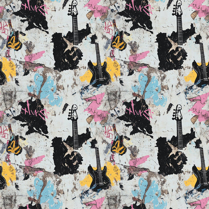 Grunge Rock Guitar Pattern 5 Quilting Cotton Fabric