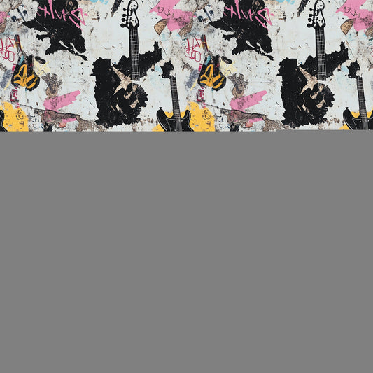Grunge Rock Guitar Pattern 5 Quilting Cotton Fabric