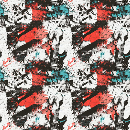 Grunge Rock Guitar Pattern 6 Quilting Cotton Fabric