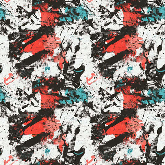 Grunge Rock Guitar Pattern 6 Quilting Cotton Fabric