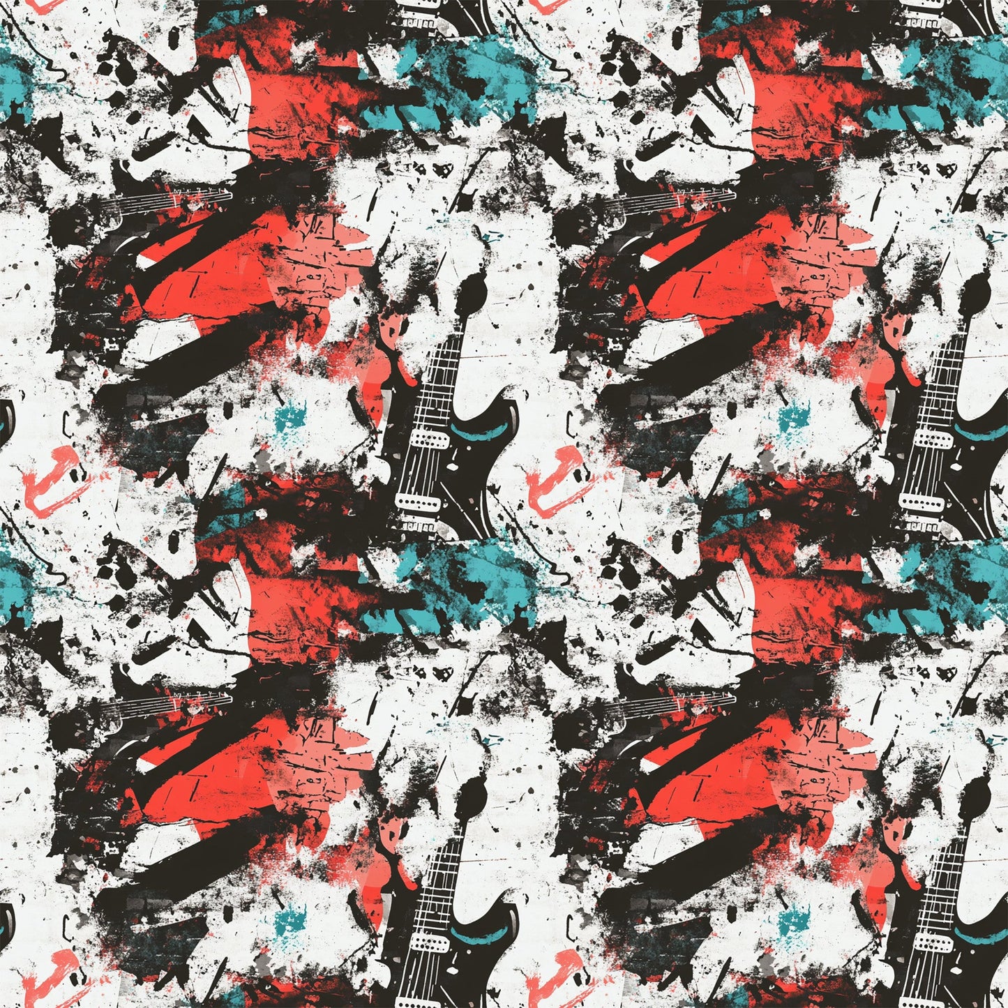 Grunge Rock Guitar Pattern 6 Quilting Cotton Fabric