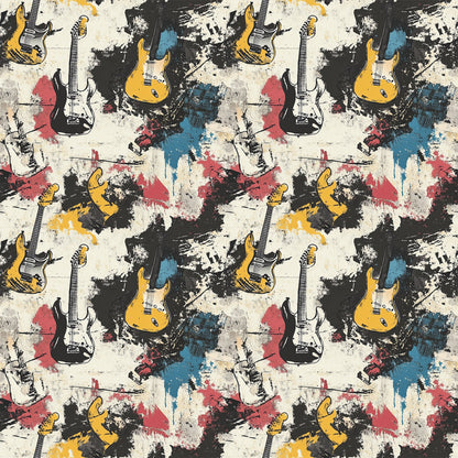 Grunge Rock Guitar Pattern 7 Quilting Cotton Fabric