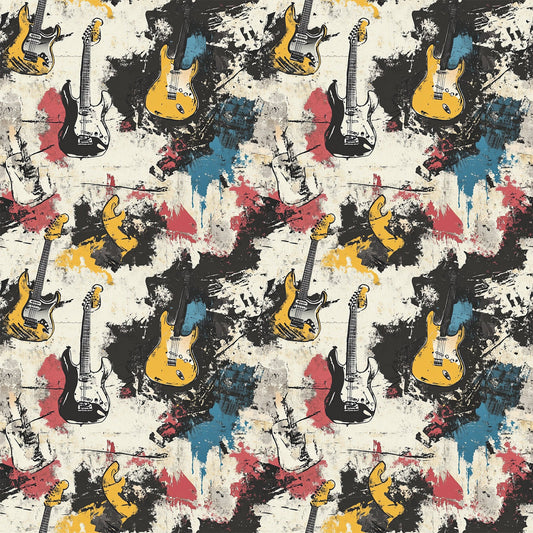 Grunge Rock Guitar Pattern 7 Quilting Cotton Fabric