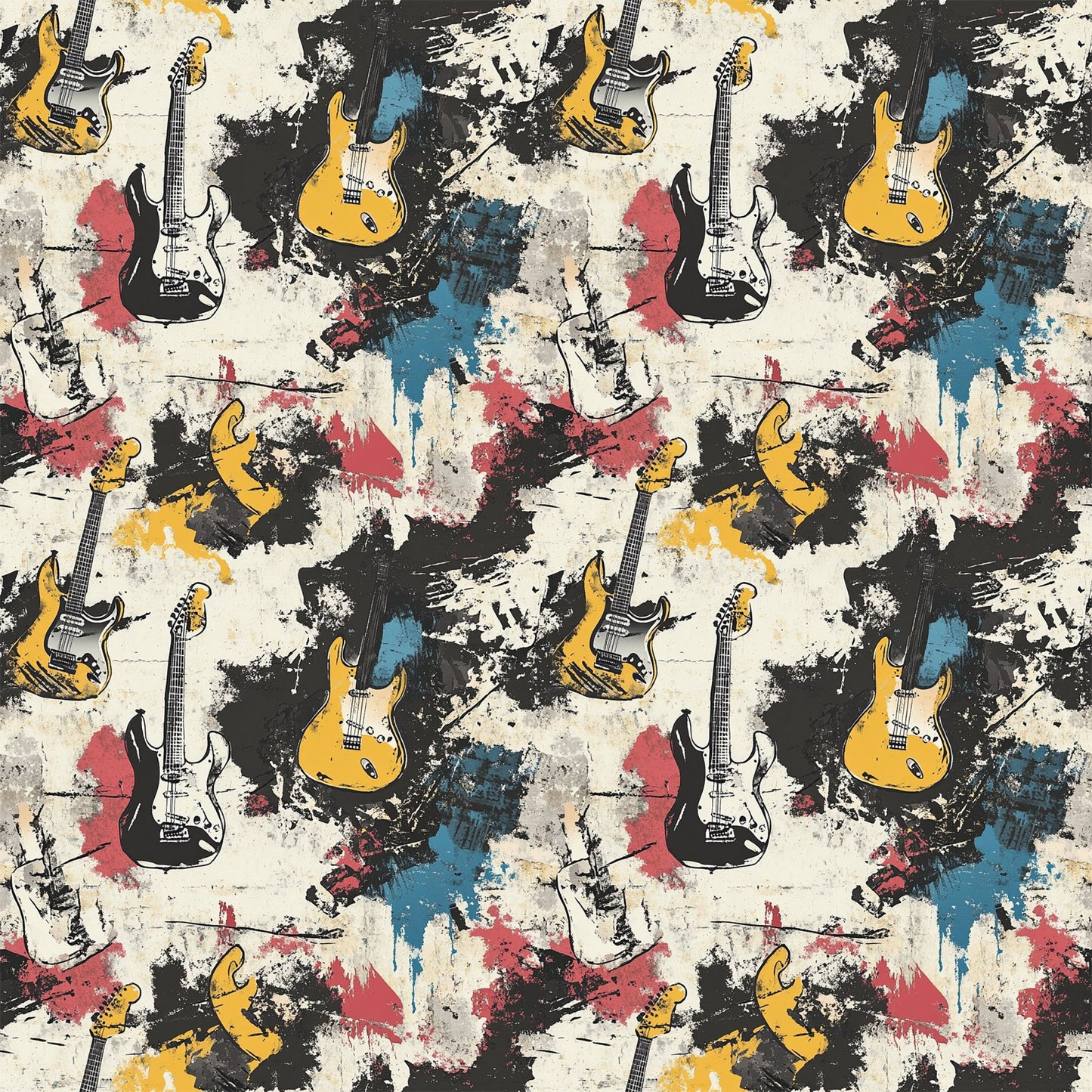 Grunge Rock Guitar Pattern 7 Quilting Cotton Fabric