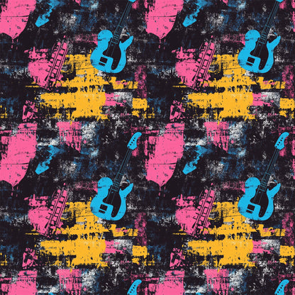 Grunge Rock Guitar Pattern 8 Quilting Cotton Fabric