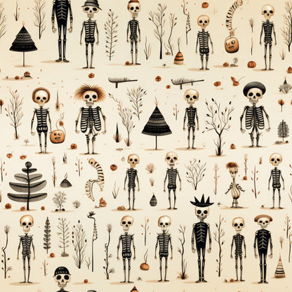 Halloween Skeleton Pattern 8 Minky Fabric