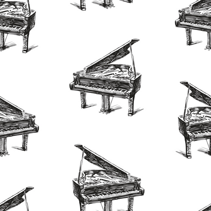Hand Sketched Pianos Minky Fabric