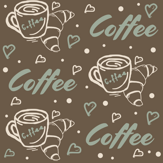Handdrawn Coffee Pattern 9 Quilting Cotton Fabric
