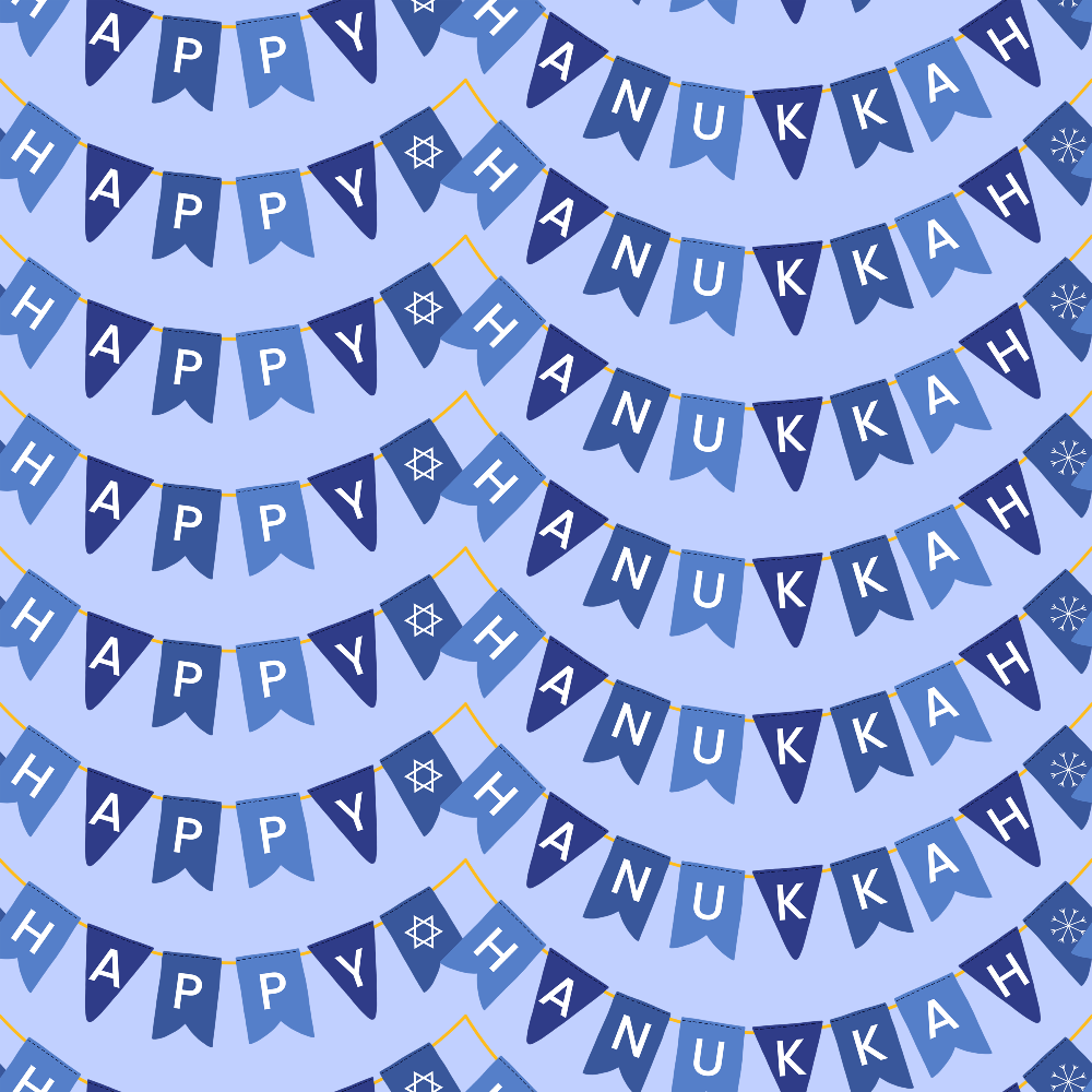 Hanukkah Gifts Pattern 13 Blue Minky Fabric