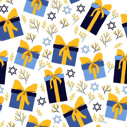 Hanukkah Gifts Pattern 16 White Minky Fabric
