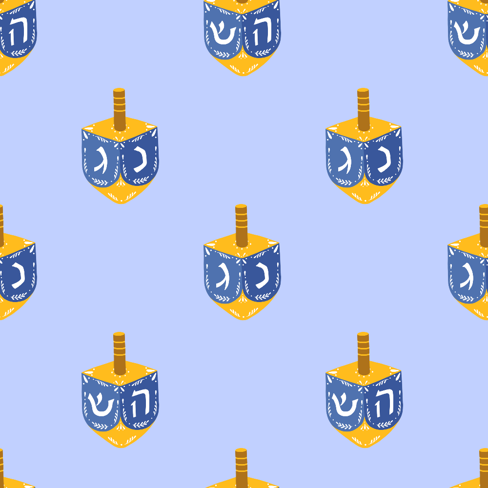Hanukkah Gifts Pattern 1 Blue Minky Fabric