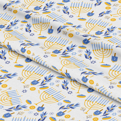 Happy Festival of Lights Pattern 2 White Quilting Cotton Fabric