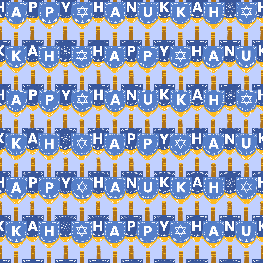 Hanukkah Gifts Pattern 8 Blue Minky Fabric
