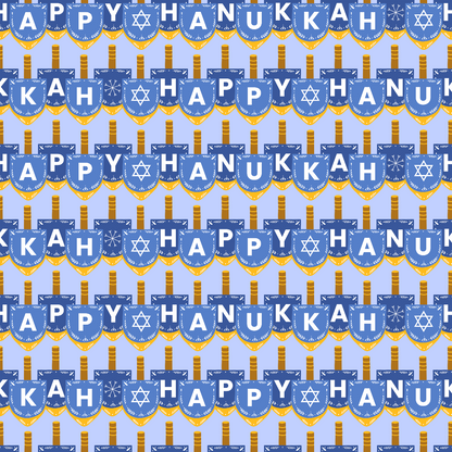 Hanukkah Gifts Pattern 8 Blue Minky Fabric