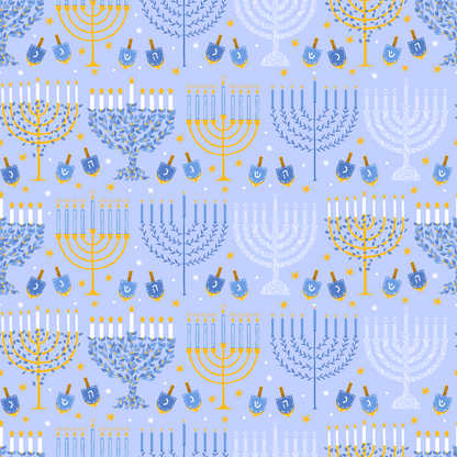 Hanukkah Gifts Pattern 9 Blue Minky Fabric