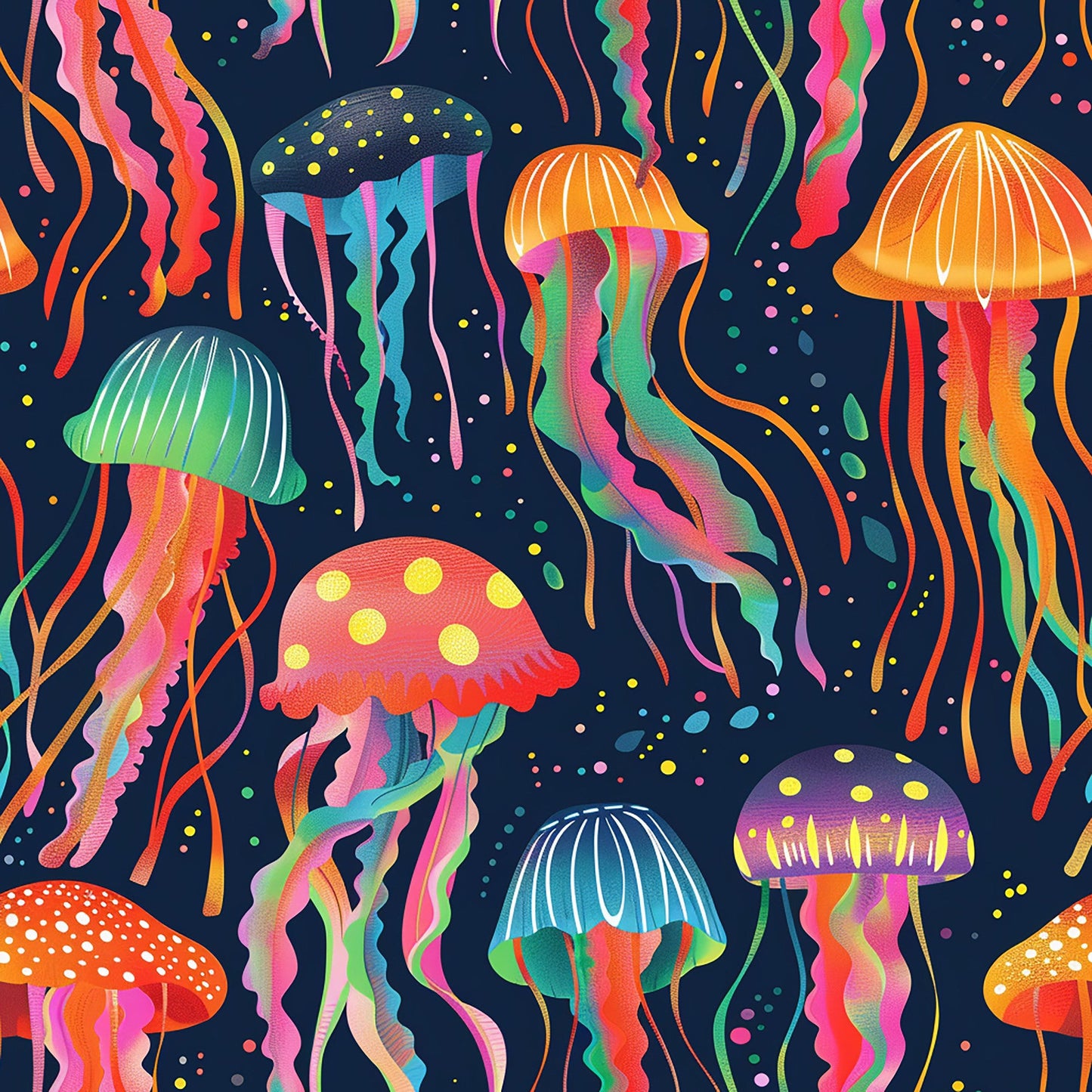 Happy Jellyfish Pattern 4 Quilting Cotton Fabric