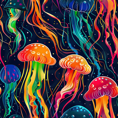 Happy Jellyfish Pattern 5 Quilting Cotton Fabric