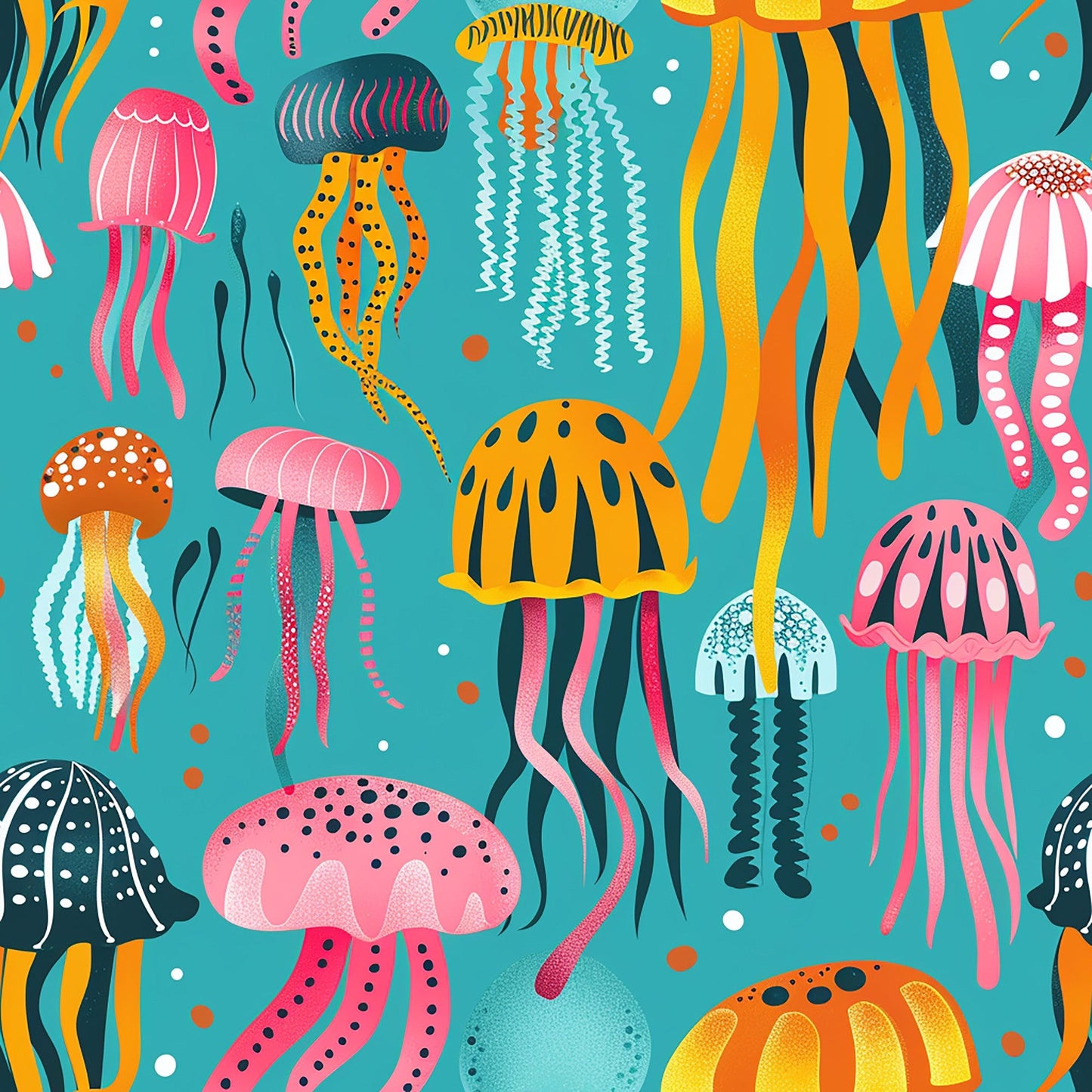 Happy Jellyfish Pattern 8 Quilting Cotton Fabric