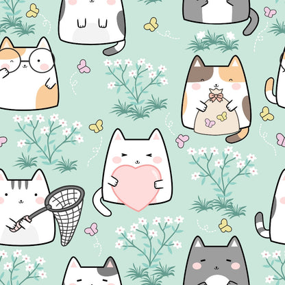 Kawaii Kitty Garden Pattern 8 Minky Fabric