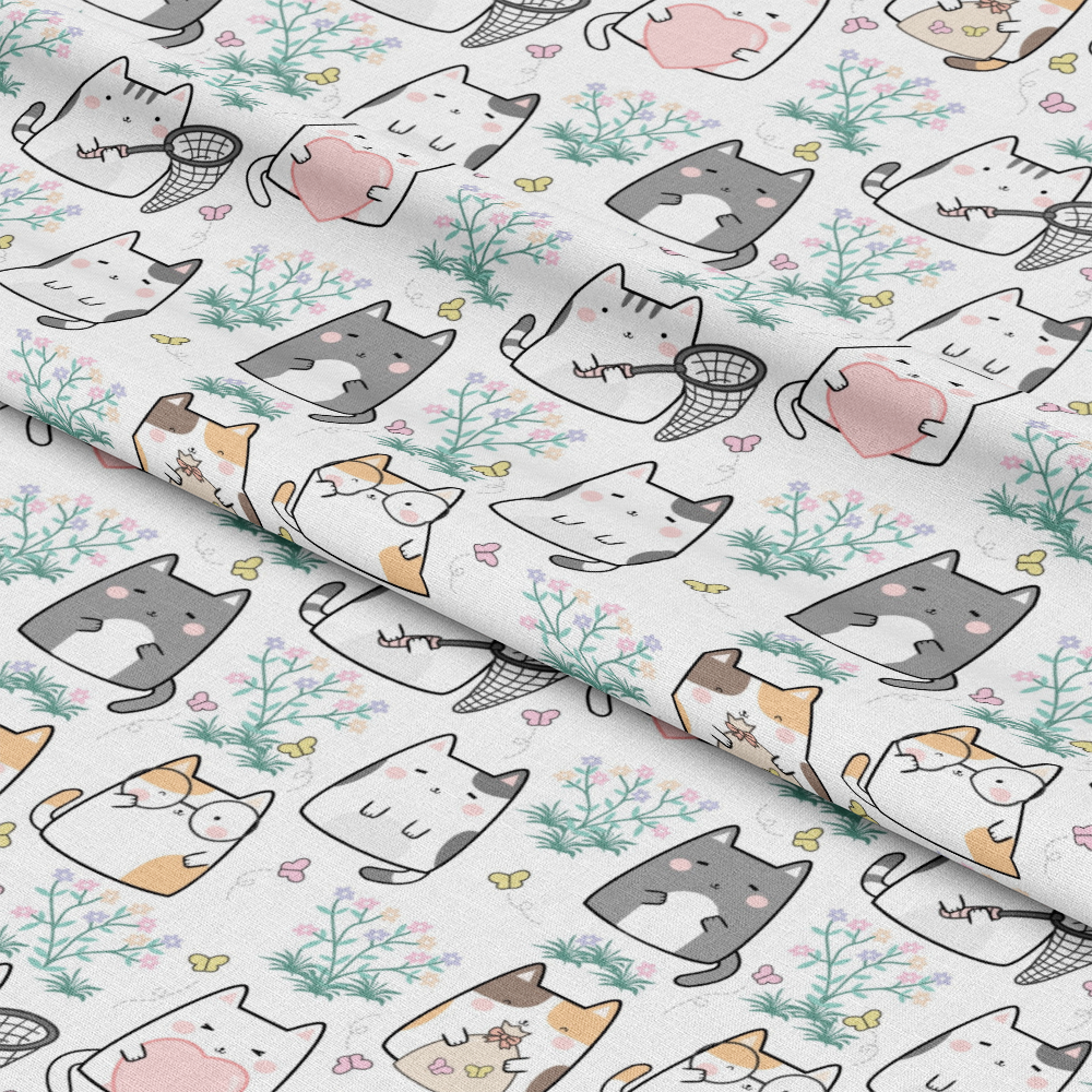 Hello Spring Cats Pattern 14 Quilting Cotton Fabric