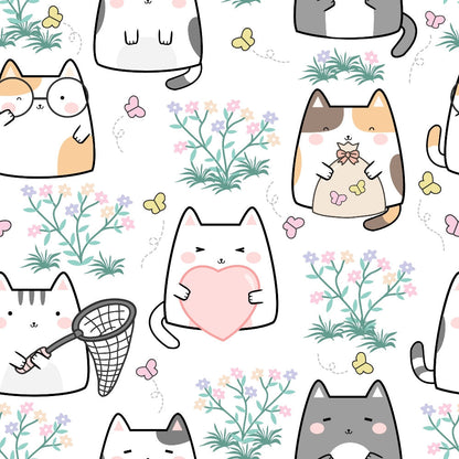 Kawaii Kitty Garden Pattern 14 Minky Fabric