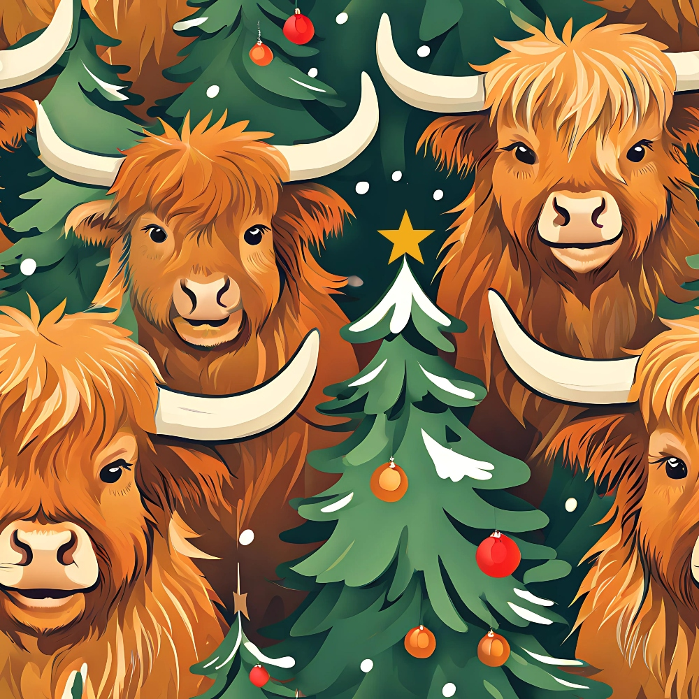 Highland Christmas Cows Minky Fabric