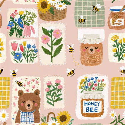 Sweet Clover Bears Pattern 1 Minky Fabric