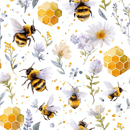 Buzzing Blossoms Pattern 1 Minky Fabric